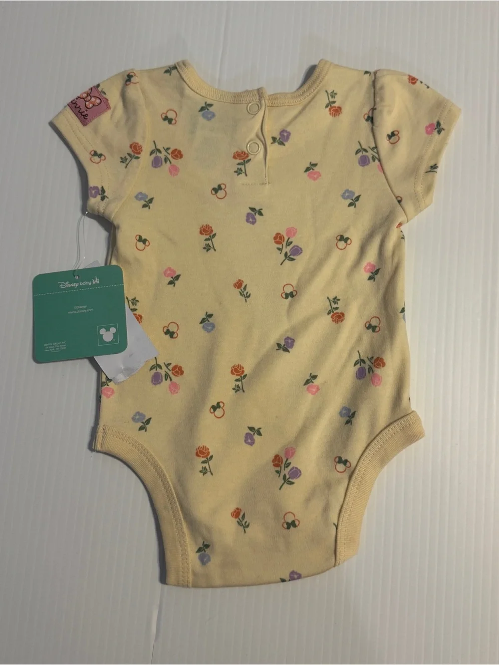 Disney Baby Minnie Mouse Butter Yellow Floral Bodysuit NWT 3-6 Months